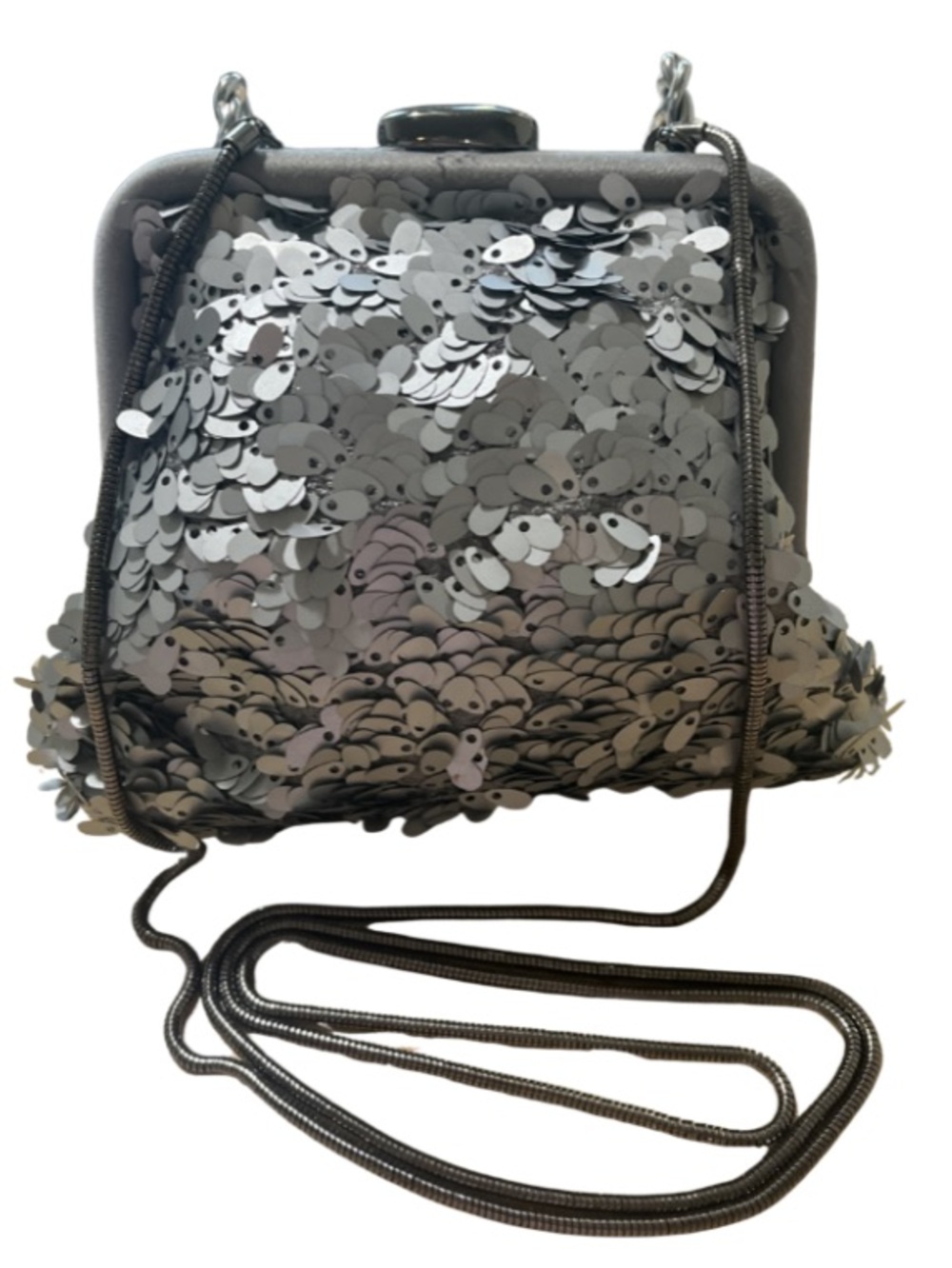 Banana Republic Silver Grey Sequin Evening Frame Clutch / Crossbody
Bag